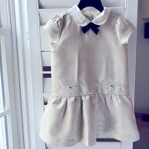Janie n Jack Gold Shimmer Dress with black bow detail 2T